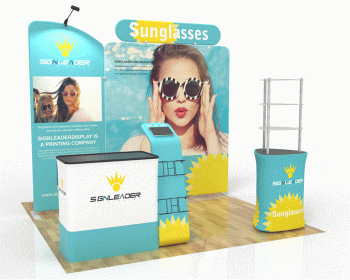 10ft Custom Trade Show Booth Kit C for Sunglasses & Personal Gear Brands