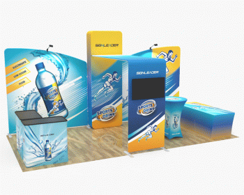 10x20ft Commercial Trade Show Booth Q for Sports Drinks, Functional Beverages & Health Drinks