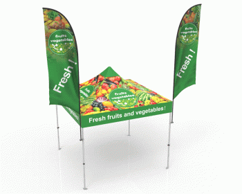 10x10 Pop Up Canopy Tent with Advertising Flags for Events