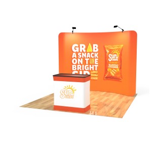 10ft Curved Tension Fabric Display With Podium Case|Portable Trade Show Booth