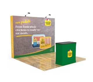 10ft Straight Velcro Fabric Pop Up Display With Podium Case|Portable Trade Show Booth