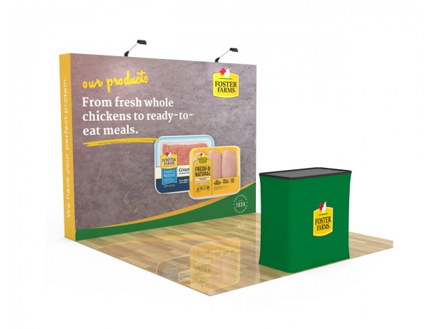 10ft Straight Velcro Fabric Pop Up Display With Podium Case|Portable Trade Show Booth