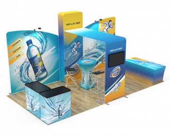 10x20ft Commercial Trade Show Booth Q for Sports Drinks, Functional Beverages & Health Drinks