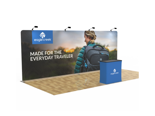 20ft Straight Tension Fabric Display With Podium Case|Portable Trade Show Booth