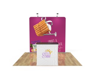 8ft Straight Tension Fabric Display With Podium Case|Portable Trade Show Booth