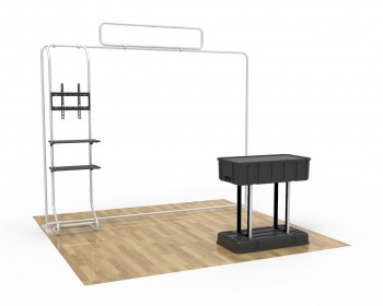 10ft Straight Tension Fabric Display With Podium Case|Portable Trade Show Booth