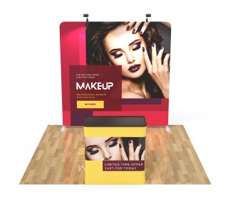 8ft Straight Tension Fabric Display With Podium Case|Portable Trade Show Booth