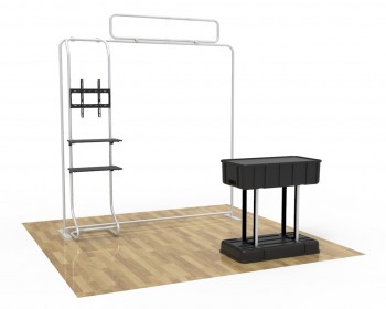 8ft Straight Tension Fabric Display With Podium Case|Portable Trade Show Booth