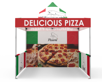 Custom Pop Up Canopy Tent 10x10  with Double-Sided Full Backwall & 2 x Double-Sided Half Sidewalls