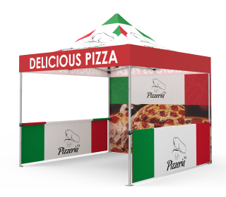 Custom Pop Up Canopy Tent 10x10  with Double-Sided Full Backwall & 2 x Double-Sided Half Sidewalls