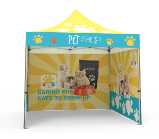 Custom Pop Up Canopy Tent 10x10 with Double-Sided Full Backwall & 2 x Double-Sided Full Sidewalls