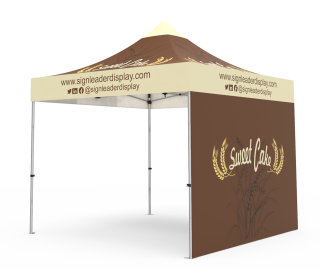 Custom Pop Up Canopy Tent 10x10 with Single-Sided Full Backwall