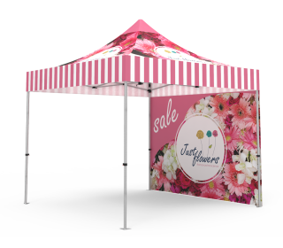 Custom Pop Up Canopy Tent 10x10 with Double-Sided Full Backwall