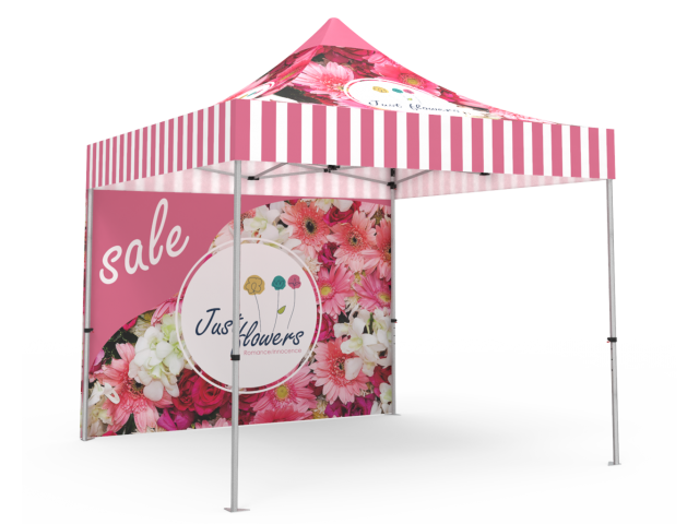 Custom Pop Up Canopy Tent 10x10 with Double-Sided Full Backwall