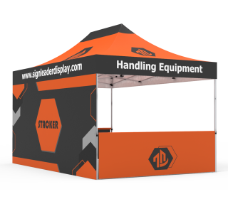 Custom 10x15 Pop Up Canopy Tent  with Double-Sided Full Backwall & 2 x Double-Sided Half Sidewalls