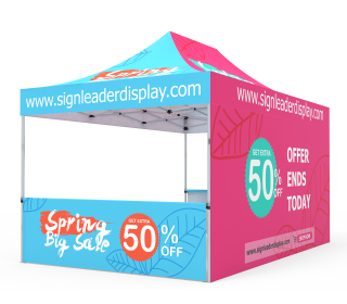 Custom 10x15 Pop Up Canopy Tent with Double-Sided Full Backwall & 2 x Single-Sided Half Sidewalls