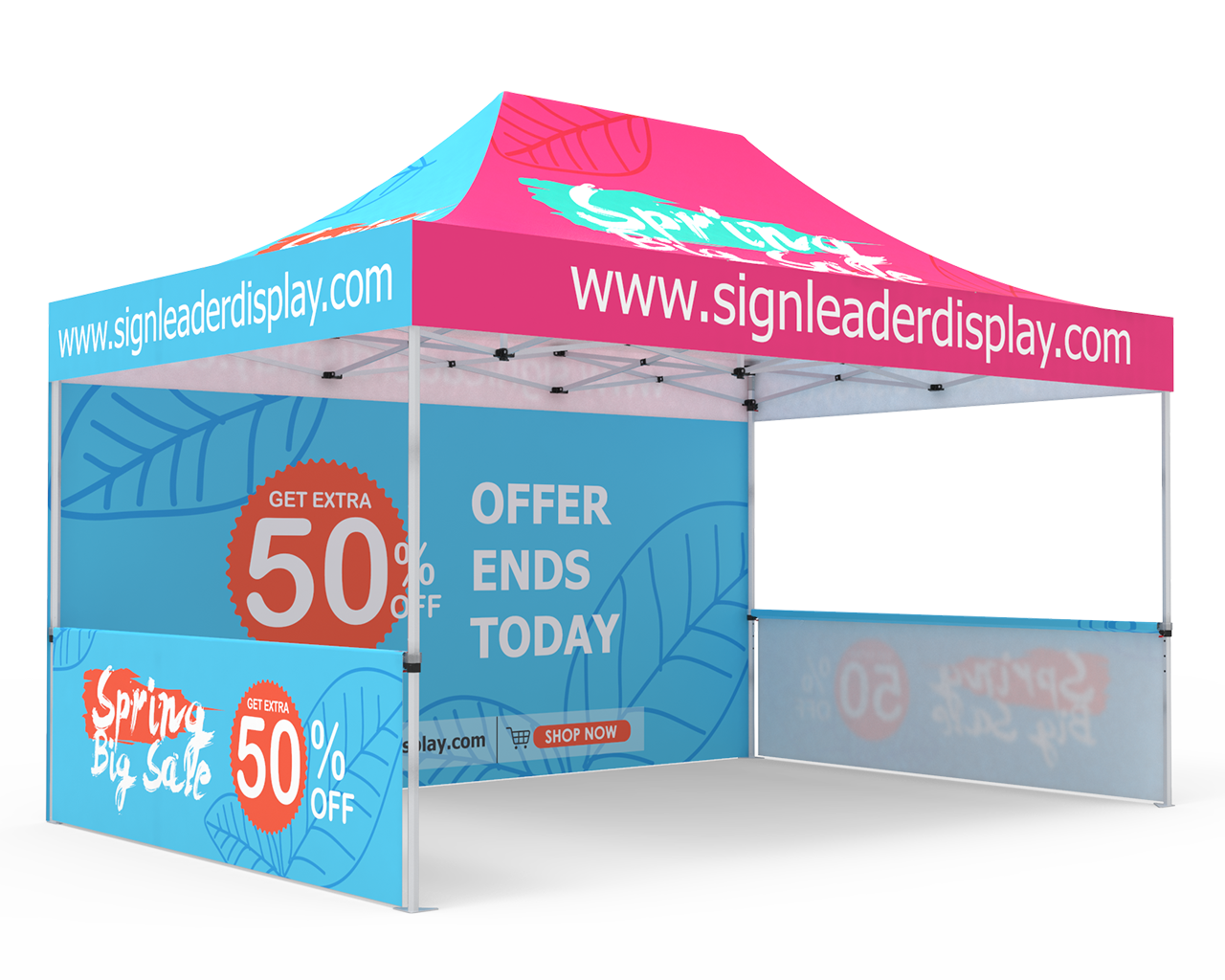 Custom 10x15 Pop Up Canopy Tent with Double-Sided Full Backwall & 2 x ...