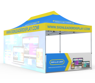 Custom 10x20 Pop Up Canopy Tent with Single-Sided Full Backwall & 2 x Double-Sided Half Sidewalls