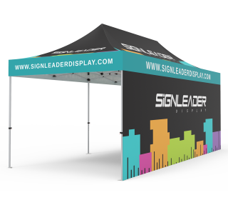 Custom 10x20 Pop Up Canopy Tent with Double-Sided Full Backwall