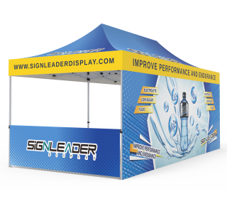 Custom 10x20 Pop Up Canopy Tent with Double-Sided Full Backwall & 2 x Single-Sided Half Sidewalls