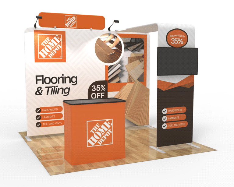10FT Arc Angle Tension Fabric Backlit Display for Trade Show