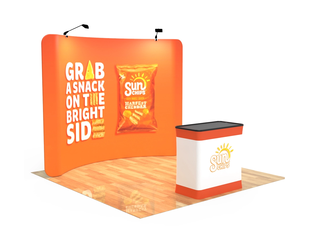 10ft Curved Tension Fabric Display With Podium Case|Portable Trade Show Booth