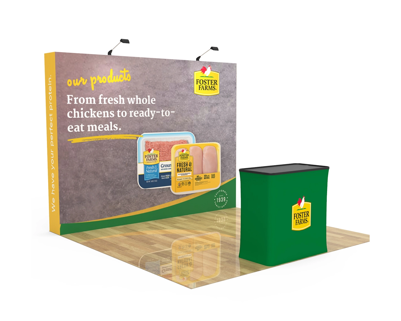 10ft Straight Velcro Fabric Pop Up Display With Podium Case|Portable Trade Show Booth