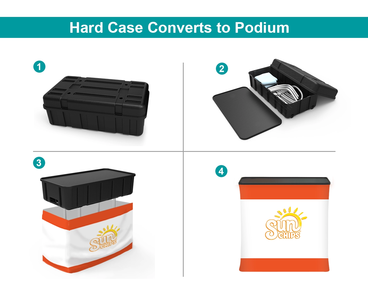 10ft Curved Tension Fabric Display With Podium Case|Portable Trade Show Booth
