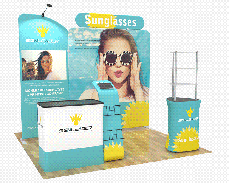 10ft Custom Trade Show Booth Kit C for Sunglasses & Personal Gear Brands