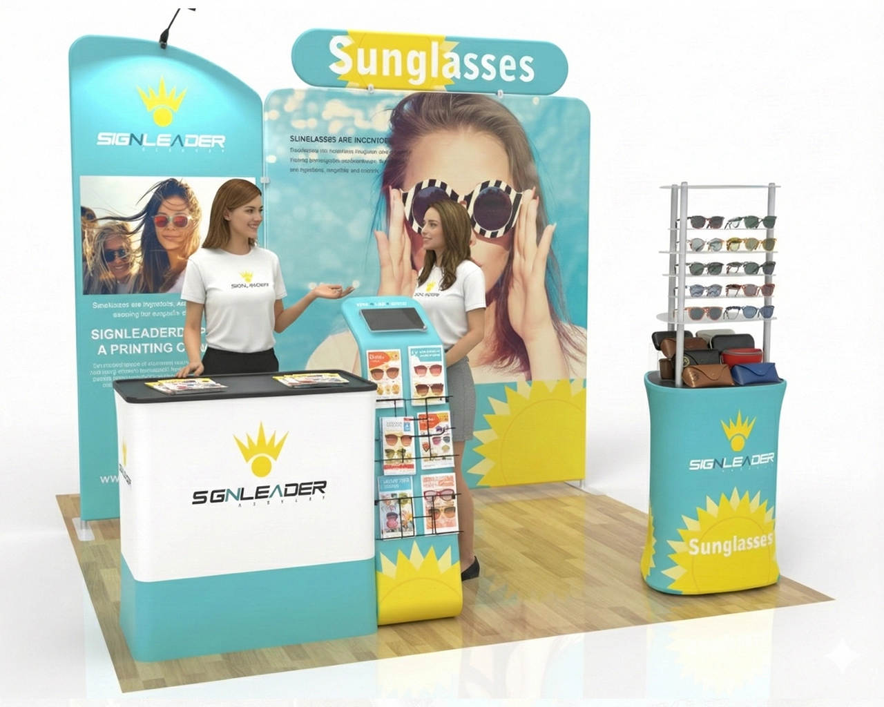 10ft Custom Trade Show Booth Kit C for Sunglasses & Personal Gear Brands