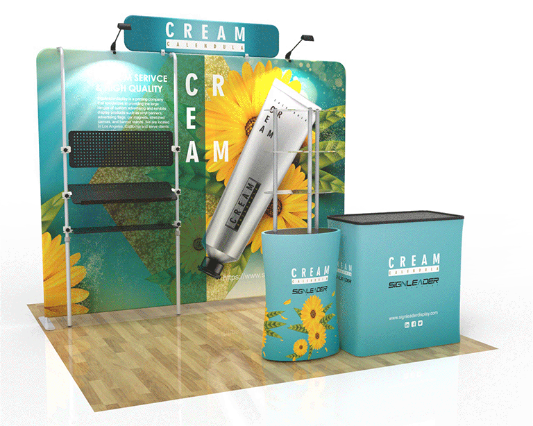 10ft Custom Trade Show Booth Kit D for Natural Skincare & Hand Cream Products