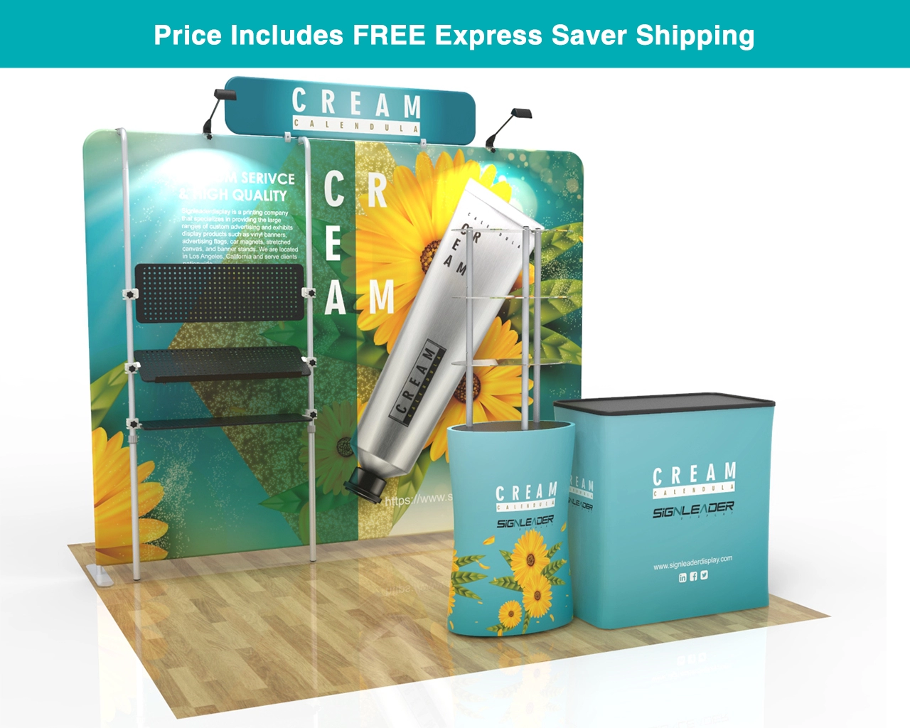10ft Custom Trade Show Booth Kit D for Natural Skincare & Hand Cream Products