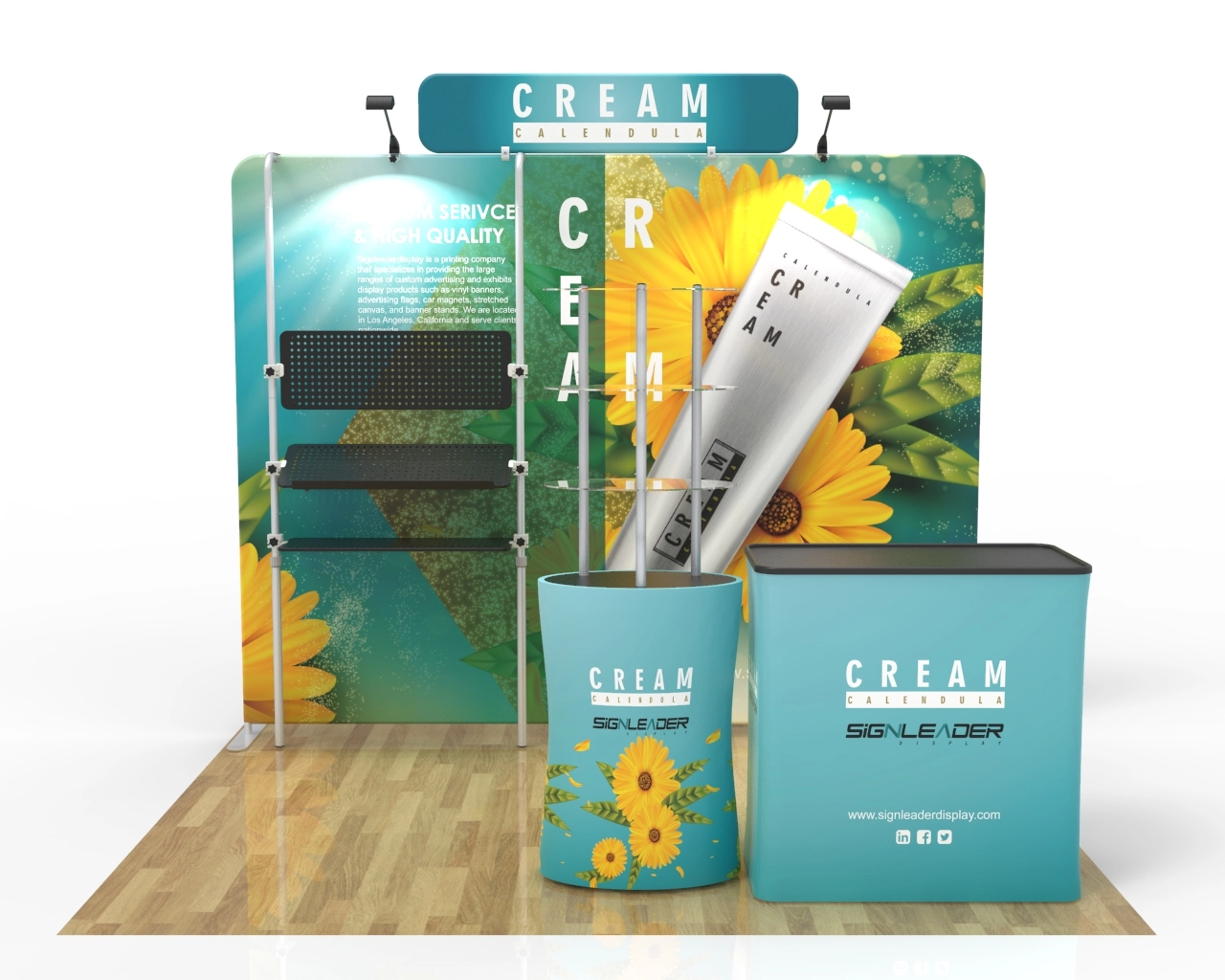 10ft Custom Trade Show Booth Kit D for Natural Skincare & Hand Cream Products