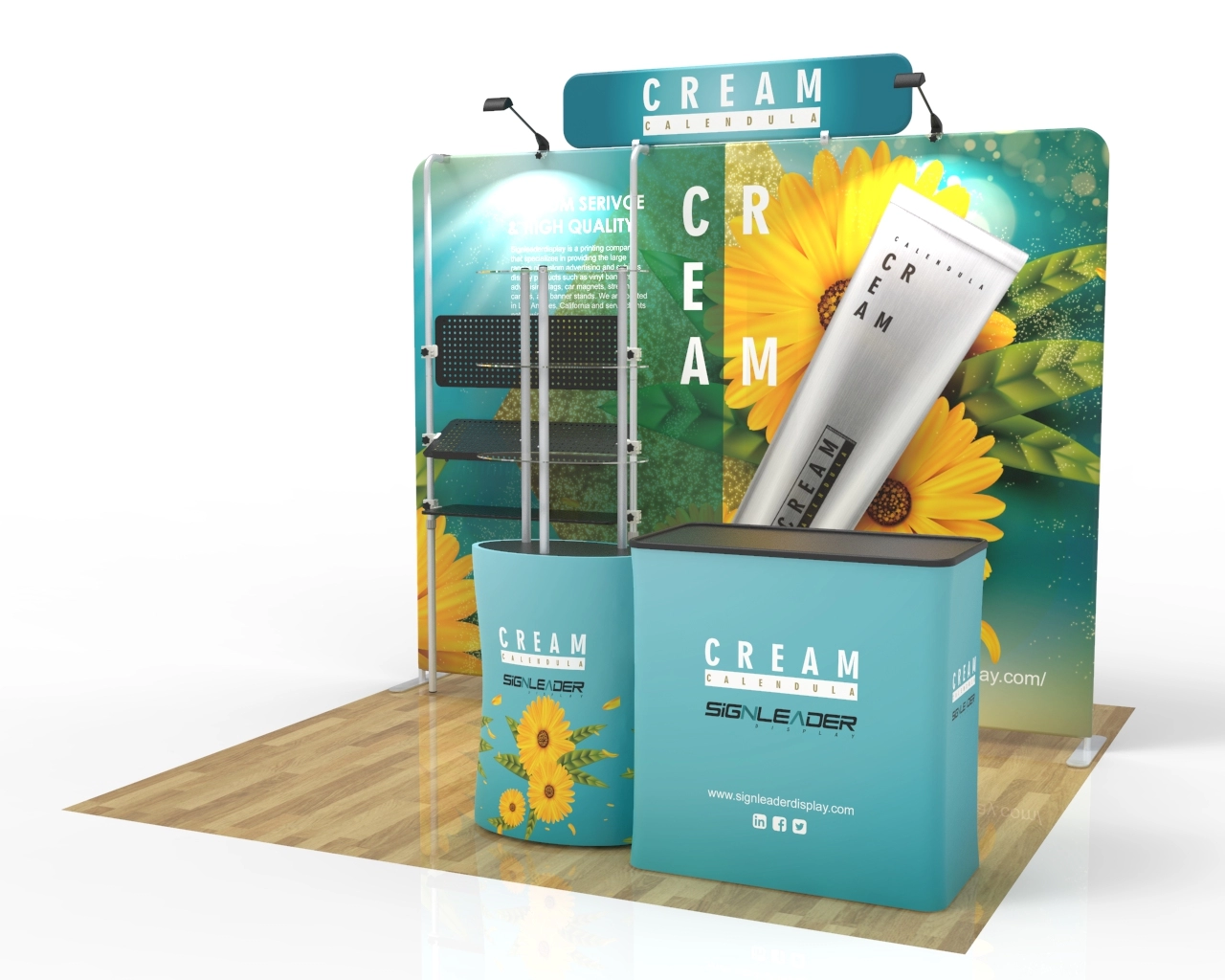 10ft Custom Trade Show Booth Kit D for Natural Skincare & Hand Cream Products
