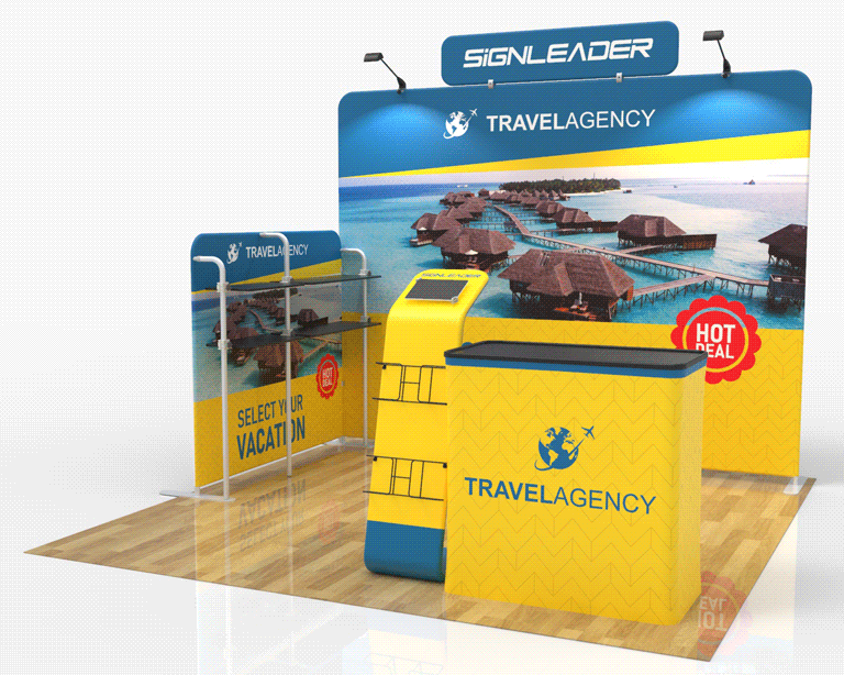 10ft Portable Trade Show Booth Kit V for Travel & Tourism Industry