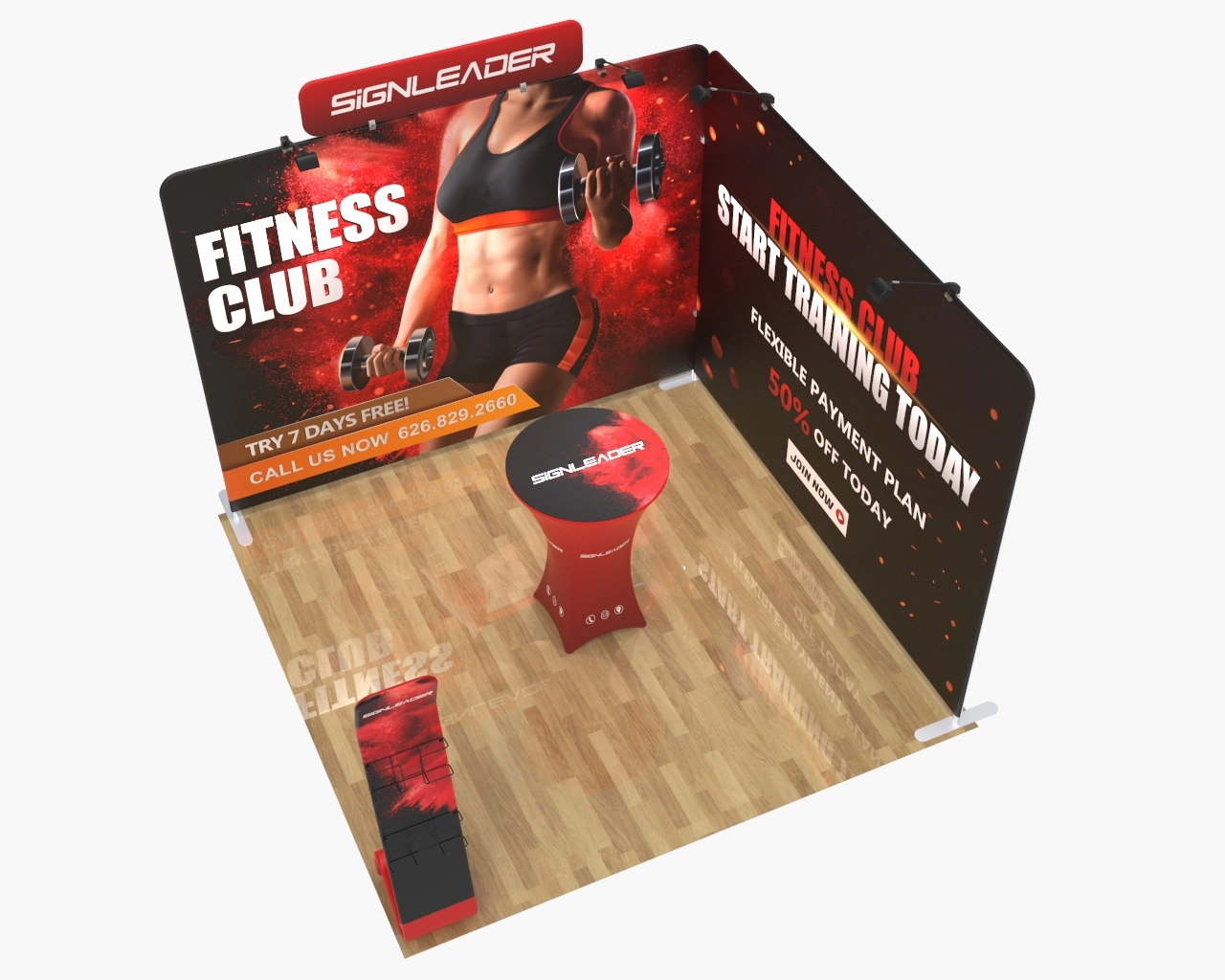 Custom Trade Show Booth Kit X for Fitness & Health - 10ft & 20ft Options