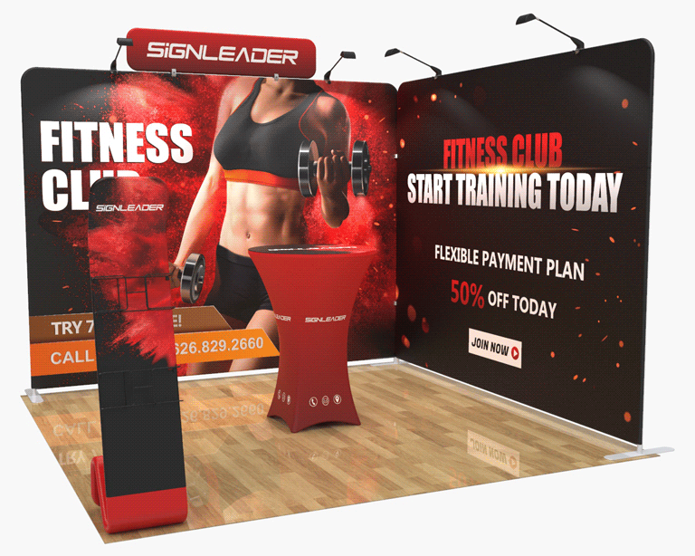 Custom Trade Show Booth Kit X for Fitness & Health - 10ft & 20ft Options