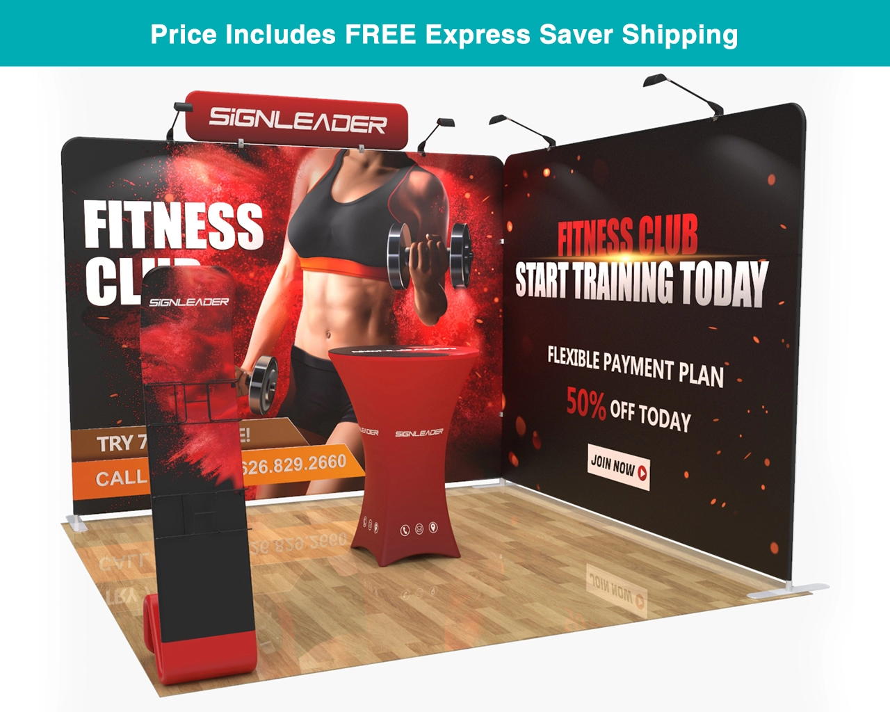 Custom Trade Show Booth Kit X for Fitness & Health - 10ft & 20ft Options