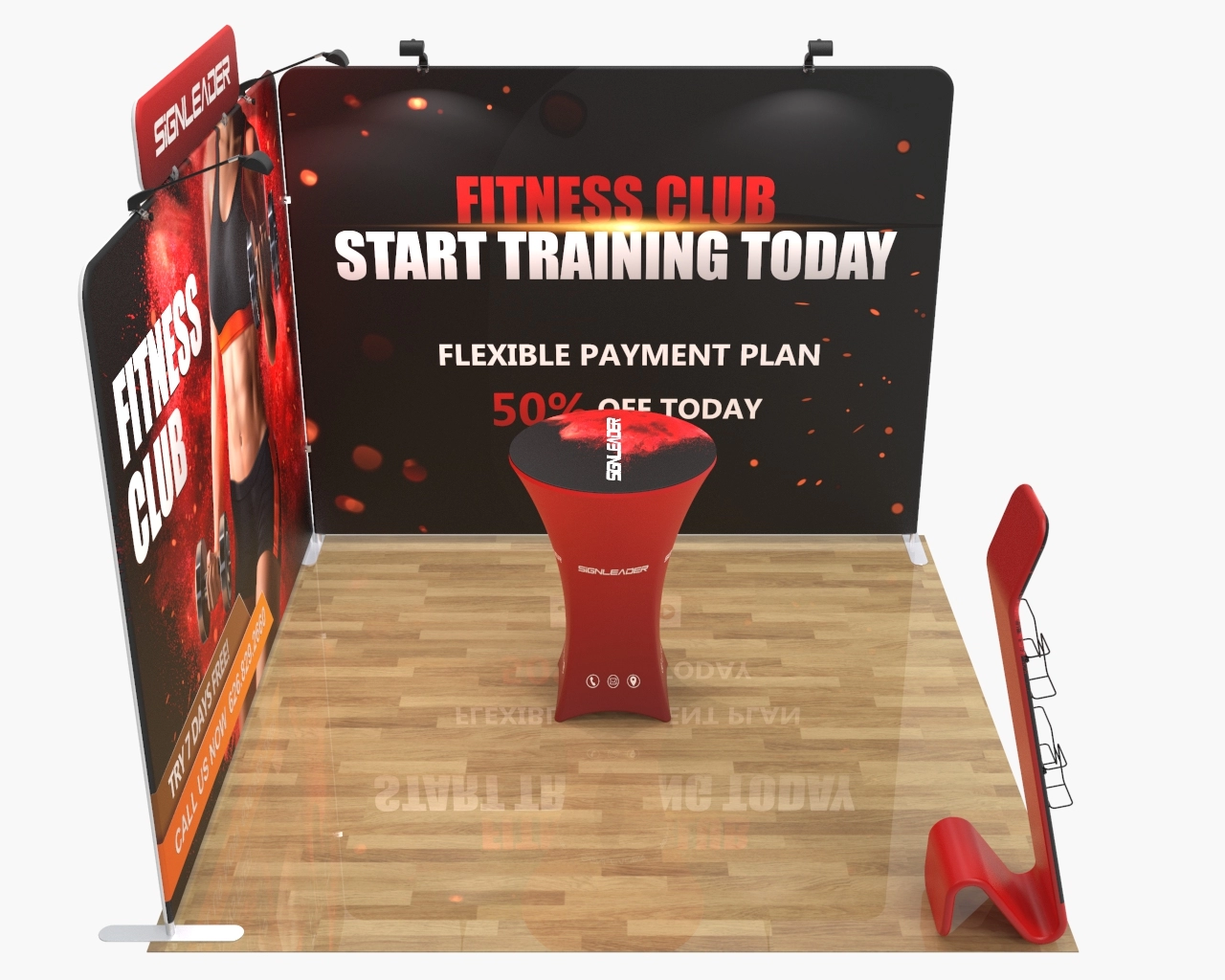 Custom Trade Show Booth Kit X for Fitness & Health - 10ft & 20ft Options