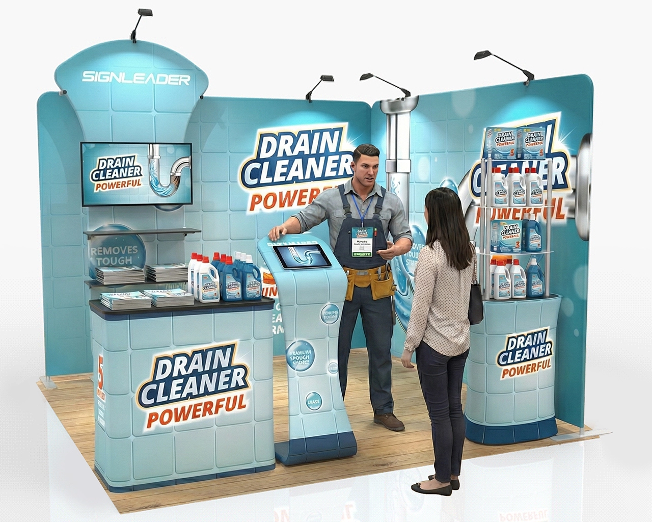 Custom Trade Show Booth Kit Z for Cleaning & Drainage Solutions — 10ft & 20ft Options