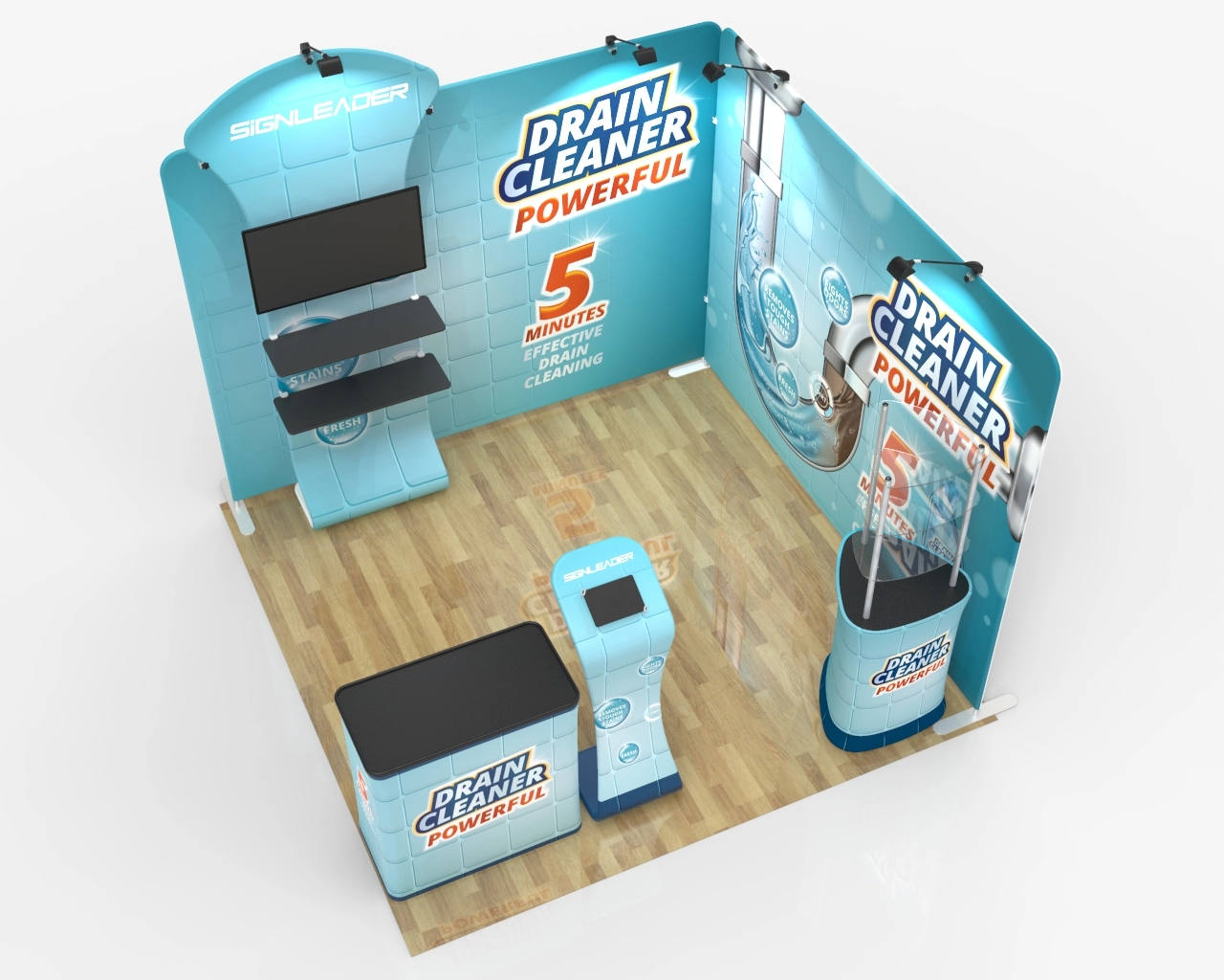 Custom Trade Show Booth Kit Z for Cleaning & Drainage Solutions — 10ft & 20ft Options