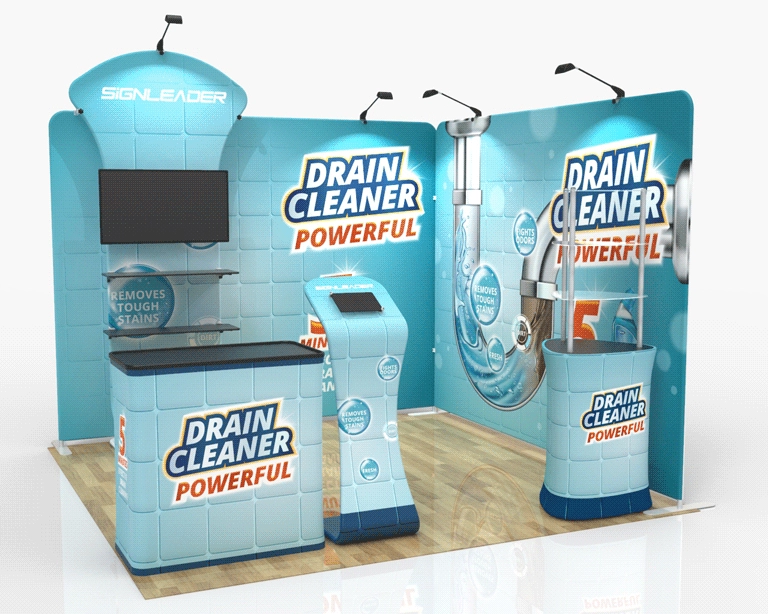 Custom Trade Show Booth Kit Z for Cleaning & Drainage Solutions — 10ft & 20ft Options