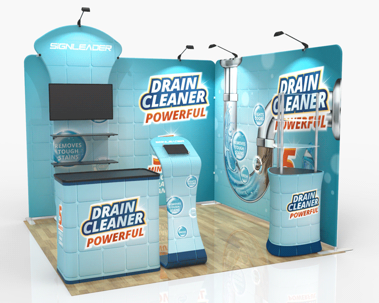 Custom Trade Show Booth Kit Z for Cleaning & Drainage Solutions — 10ft & 20ft Options