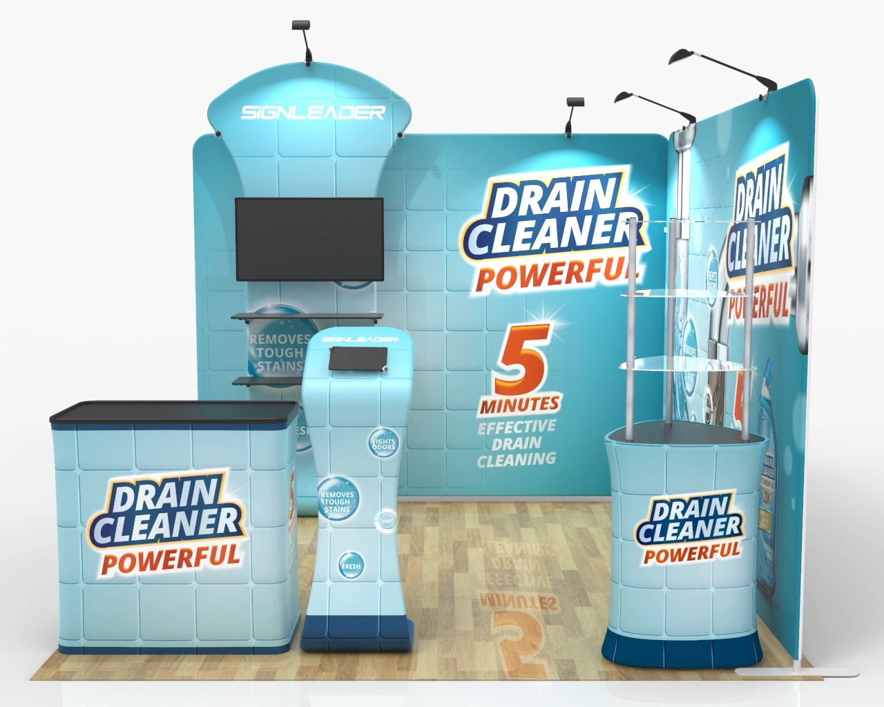 Custom Trade Show Booth Kit Z for Cleaning & Drainage Solutions — 10ft & 20ft Options