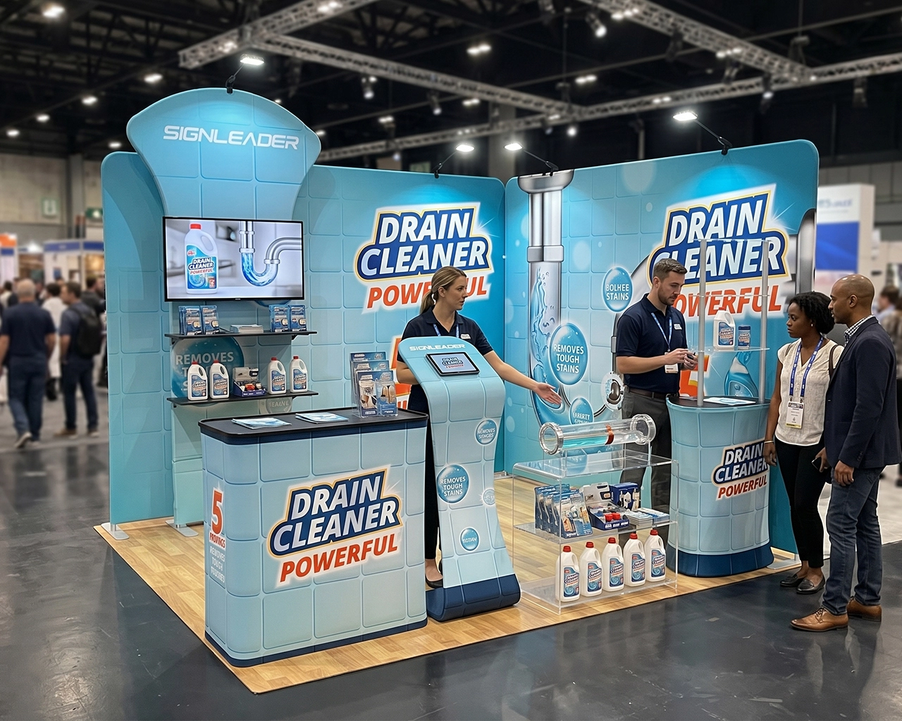 Custom Trade Show Booth Kit Z for Cleaning & Drainage Solutions — 10ft & 20ft Options