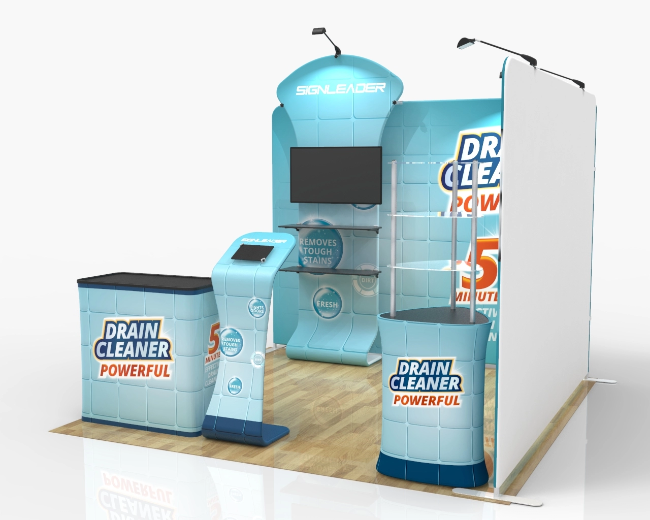 Custom Trade Show Booth Kit Z for Cleaning & Drainage Solutions — 10ft & 20ft Options