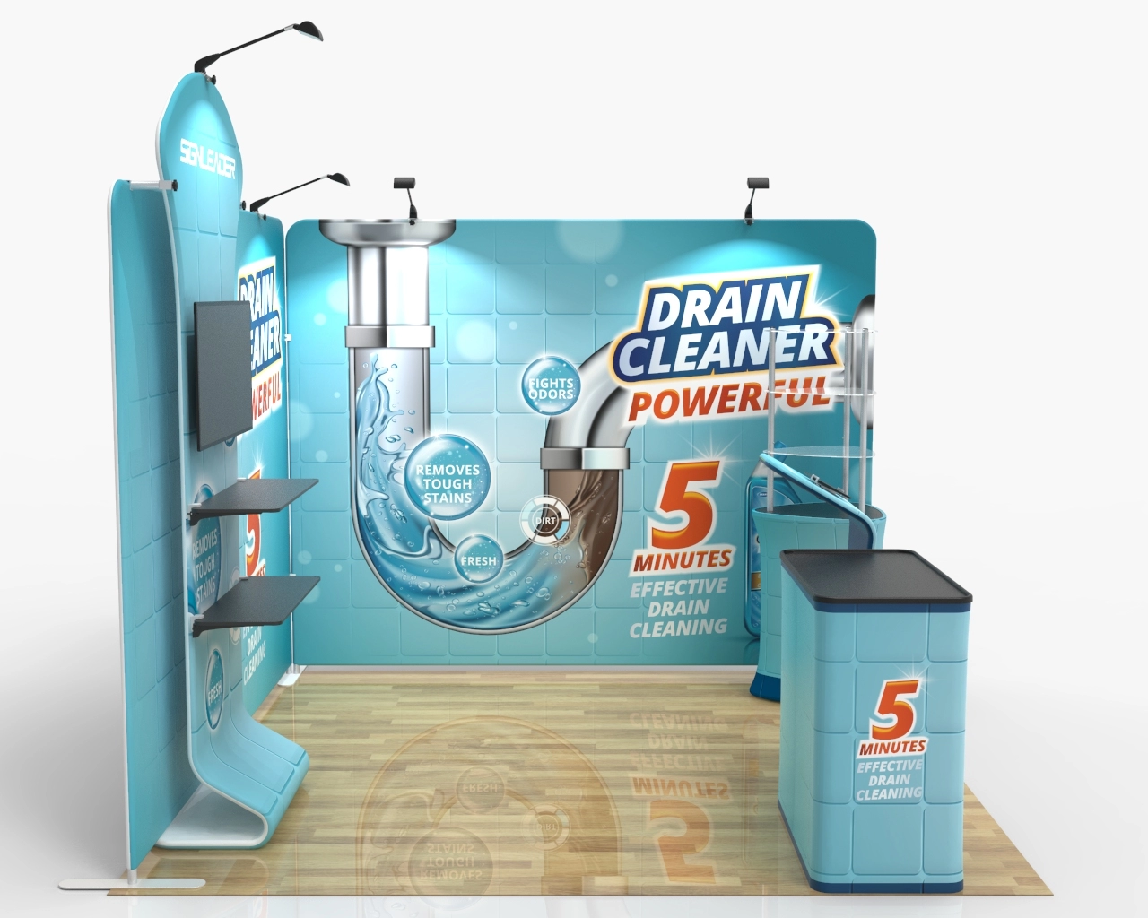 Custom Trade Show Booth Kit Z for Cleaning & Drainage Solutions — 10ft & 20ft Options