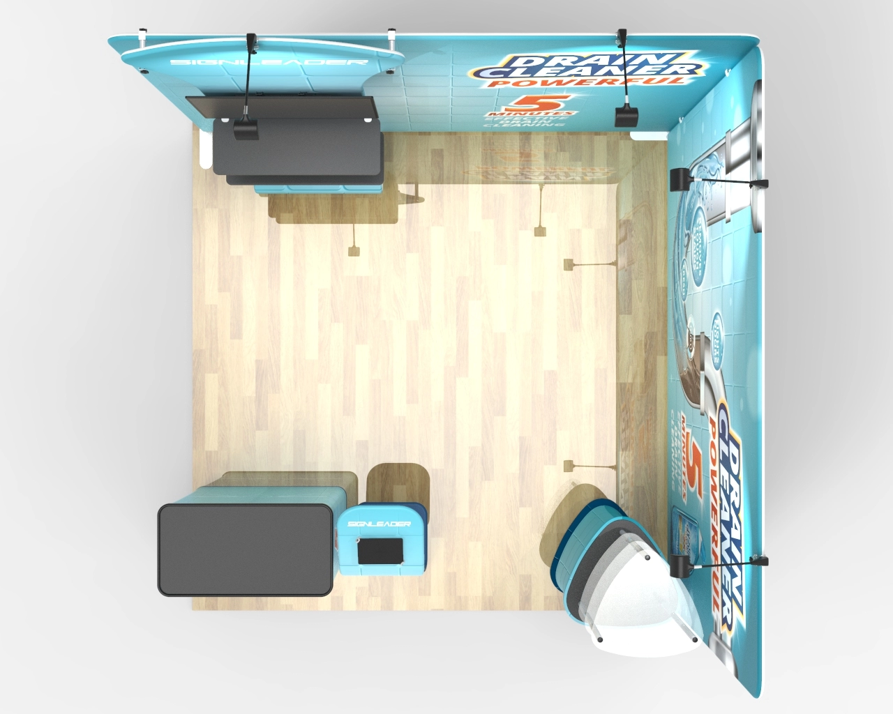 Custom Trade Show Booth Kit Z for Cleaning & Drainage Solutions — 10ft & 20ft Options