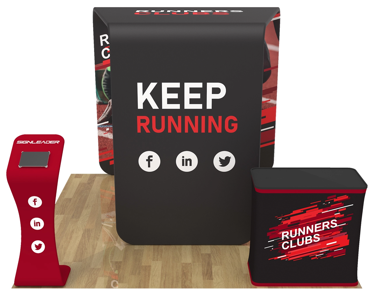 10x10 Custom Portable Trade Show Booth Kit S for Sportswear & Running Equipment
