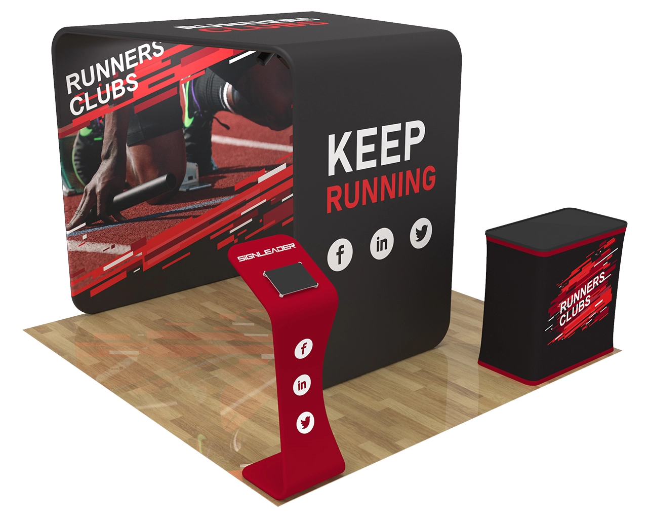 10x10 Custom Portable Trade Show Booth Kit S for Sportswear & Running Equipment